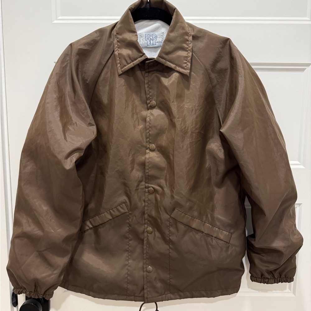 Vintage king Louie Pro Fit Jacket Brown Nylon Snap Front Made in USA Size Small